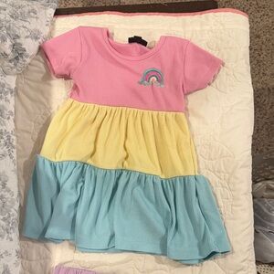 Charming Pink, Yellow, and Blue Kids Dress